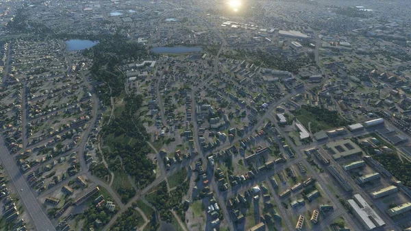 Hamburg aerial view, Hamburg drone 3D render