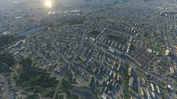 Hamburg aerial view, Hamburg drone 3D render