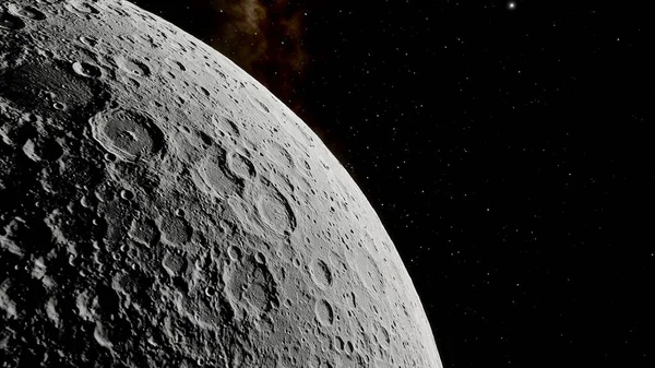 realistic moon in space, realistic moon surface, moon craters 3d render