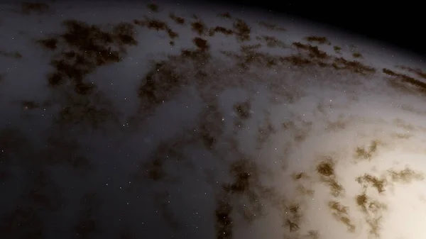 Galaxy in space, spiral galaxy 3d render