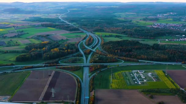 Vista Aérea Autopista Que Cruza Hegau Cerca Del Lago Constanza — Vídeo de stock