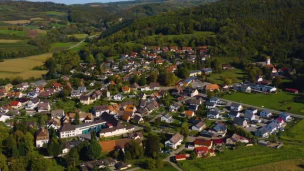 Vue Aérienne Village Liel Allemagne Par Une Matinée Ensoleillée Automne — Video