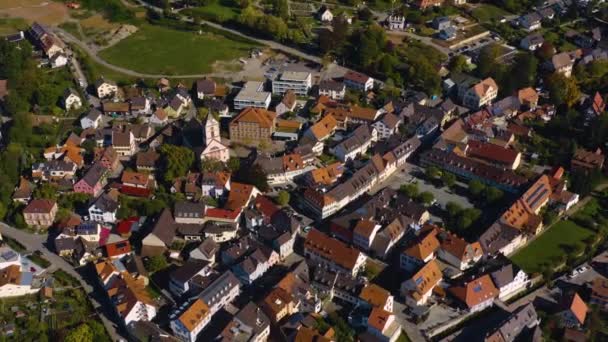 Vista Aérea Ciudad Kandern Alemania Una Mañana Soleada Otoño Otoño — Vídeos de Stock