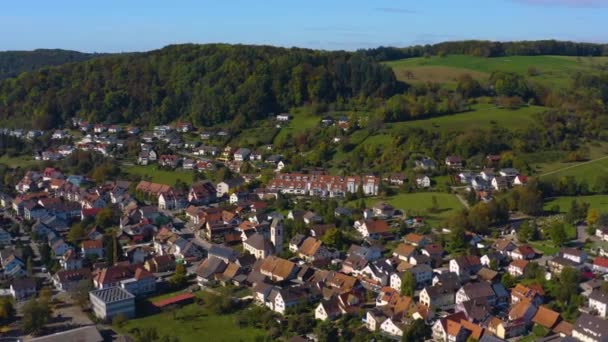 Vista Aérea Ciudad Loerach Hauingen Alemania Una Mañana Soleada Otoño — Vídeos de Stock