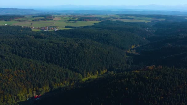 Luftaufnahme Rund Das Dorf Ebnet Schwarzwald Einem Sonnigen Tag Herbst — Stockvideo