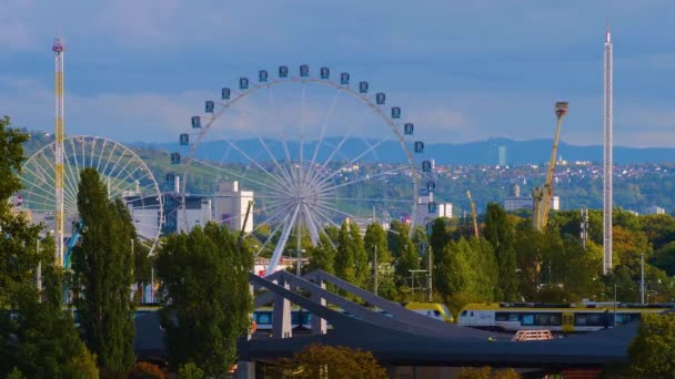 Stuttgart Cannstater Wasen Ferris Wiel Het Oktober Feest — Stockvideo