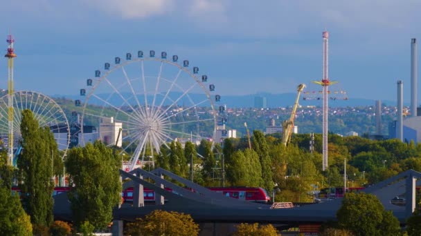 Stuttgart Cannstatter Wasen Riesenrad Beim Oktoberfest — Stockvideo
