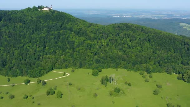 Вид Воздуха Замок Текк Рядом Биссингеном Германии Солнечный День Летом — стоковое видео
