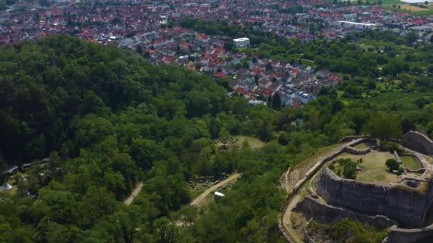 Luftaufnahme Der Burg Schauenburg Bei Dossenheim Deutschland — Stockvideo