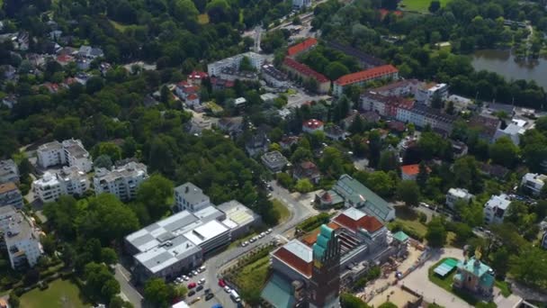 Luchtfoto Van Stad Darmstadt Duitsland Een Zonnige Dag Zomer — Stockvideo