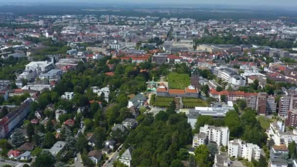 Luchtfoto Van Stad Darmstadt Duitsland Een Zonnige Dag Zomer — Stockvideo