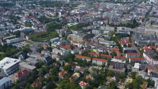 Вид Воздуха Город Дармштадт Германии Солнечный День Летом — стоковое видео