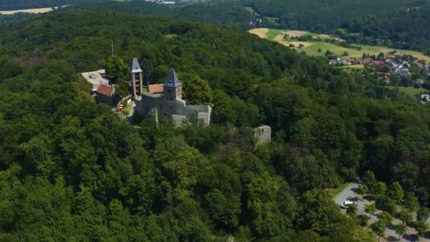 Veduta Aerea Del Castello Burg Frankenstein Vicino Mhltal Germania Una — Video Stock