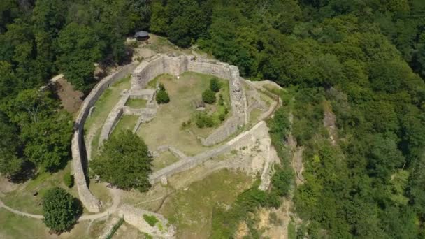 Flygfoto Över Slottet Schauenburg Bredvid Dossenheim Tyskland — Stockvideo