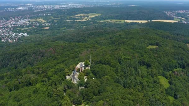 Luftaufnahme Der Burg Frankenstein Der Nähe Des Mühltals Deutschland Einem — Stockvideo