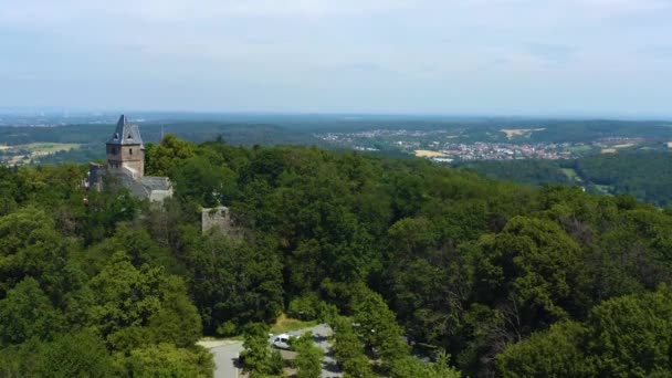 Aerial View Castle Burg Frankenstein Close Mhltal Germany Sunny Day — Stock Video