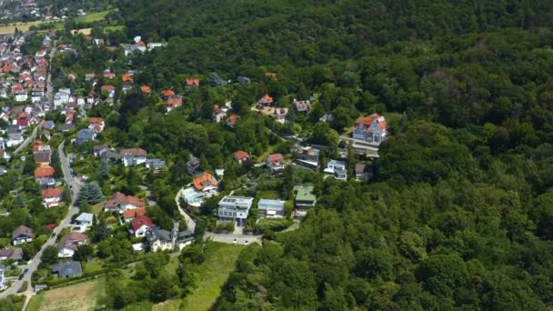Luftaufnahme Der Stadt Und Der Burg Alsbach Deutschland Einem Sonnigen — Stockvideo