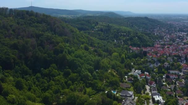 Flygfoto Över Slottet Schloss Auerbach Och Staden Zwingenberg Tyskland — Stockvideo