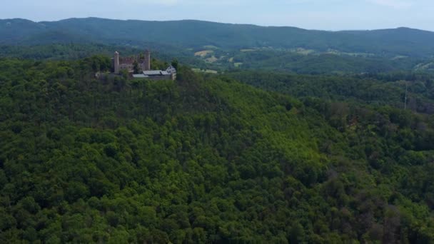 Widok Powietrza Zamek Miasto Alsbach Niemczech Słoneczny Dzień Lecie — Wideo stockowe