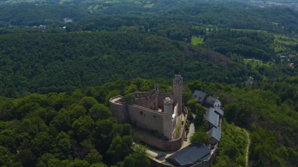 Widok Lotu Ptaka Zamek Schloss Auerbach Miasto Zwingenberg Niemczech — Wideo stockowe