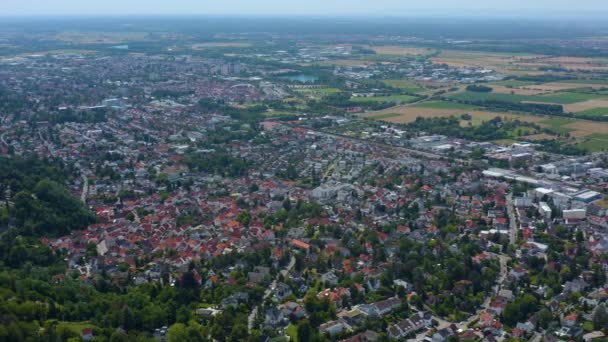 Luftaufnahme Des Schlosses Auerbach Und Der Stadt Zwingenberg Deutschland — Stockvideo
