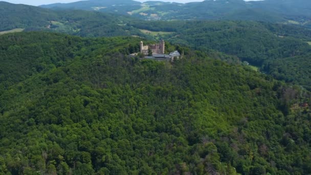 Вид Воздуха Замок Замок Ауэрбах Город Цвингенберг Германии — стоковое видео