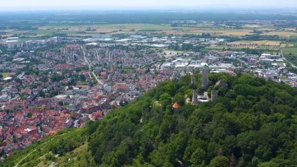 Vue Aérienne Château Starkenburg Côté Ville Heppenheim Allemagne — Video