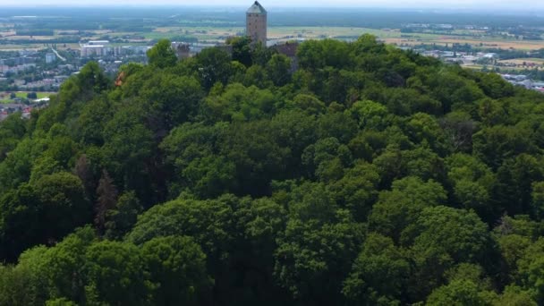 Aerial View Castle Starkenburg City Heppenheim Germany — Stock Video