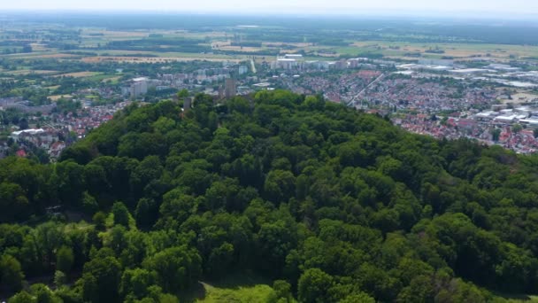 Flygfoto Över Slottet Starkenburg Bredvid Staden Heppenheim Tyskland — Stockvideo