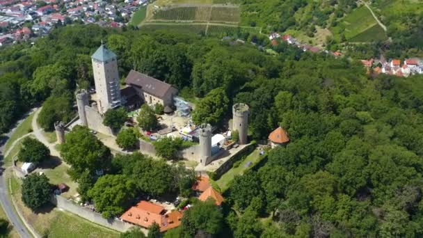 Veduta Aerea Del Castello Starkenburg Accanto Alla Città Heppenheim Germania — Video Stock