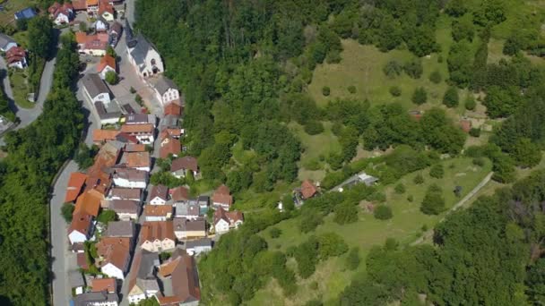 Vista Aérea Castelo Starkenburg Lado Cidade Heppenheim Alemanha — Vídeo de Stock