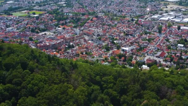 Vista Aérea Del Castillo Starkenburg Junto Ciudad Heppenheim Alemania — Vídeos de Stock