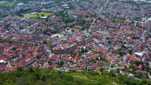 Flygfoto Över Slottet Starkenburg Bredvid Staden Heppenheim Tyskland — Stockvideo