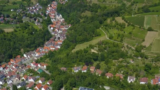 Flygfoto Över Slottet Starkenburg Bredvid Staden Heppenheim Tyskland — Stockvideo