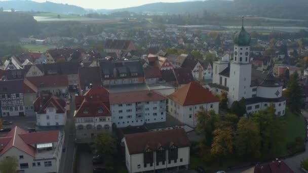 Vista Aérea Ciudad Stockach Junto Lago Constanza Alemania Día Soleado — Vídeo de stock