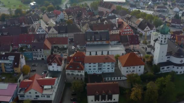 Vista Aérea Ciudad Stockach Junto Lago Constanza Alemania Día Soleado — Vídeo de stock