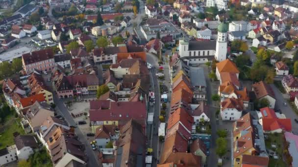 Luftaufnahme Der Stadt Stockach Bodensee Einem Sonnigen Herbsttag — Stockvideo
