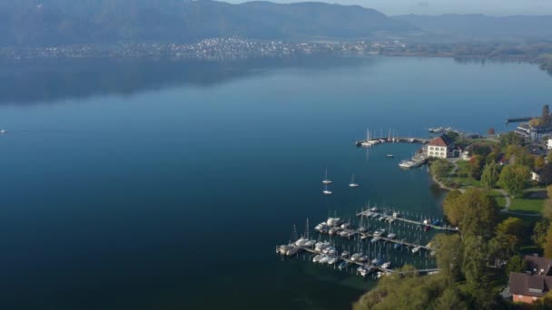 Vista Aérea Ciudad Bodman Ludwigshafen Lado Del Lago Constanza Alemania — Vídeos de Stock