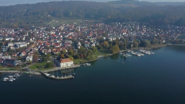 Vista Aérea Ciudad Bodman Ludwigshafen Lado Del Lago Constanza Alemania — Vídeo de stock