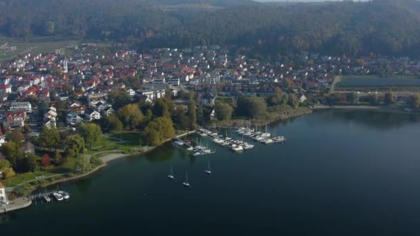 Vista Aérea Ciudad Bodman Ludwigshafen Lado Del Lago Constanza Alemania — Vídeos de Stock