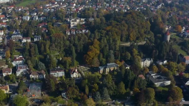 Luftaufnahme Der Stadt Überlingen Bodensee Einem Sonnigen Herbsttag — Stockvideo