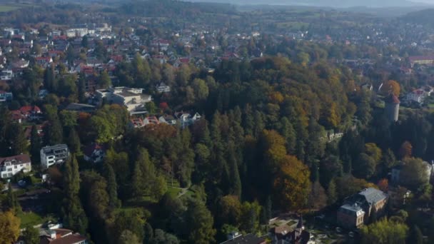 Luftaufnahme Der Stadt Überlingen Bodensee Einem Sonnigen Herbsttag — Stockvideo