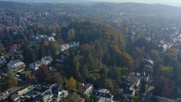 Vista Aérea Ciudad Ueberlingen Junto Lago Constanza Alemania Día Soleado — Vídeos de Stock
