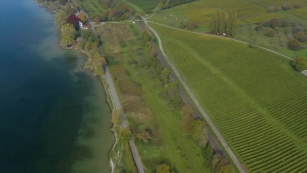 Luftaufnahme Des Klosters Birnau Und Des Schlosses Maurach Bodensee Einem — Stockvideo