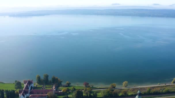 Luftaufnahme Des Klosters Birnau Und Des Schlosses Maurach Bodensee Einem — Stockvideo