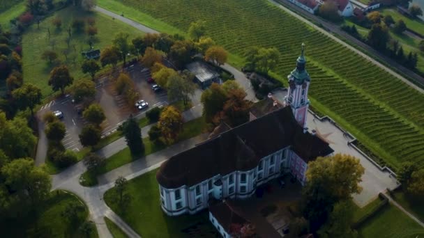 Luchtfoto Van Het Klooster Birnau Paleis Maurach Naast Het Bodenmeer — Stockvideo