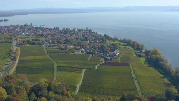 Luchtfoto Van Het Paleis Schlo Kirchberg Naast Het Bodenmeer Duitsland — Stockvideo