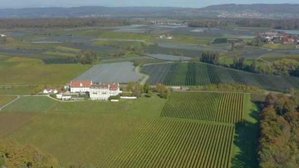 Luftaufnahme Des Schlosses Schlo Kirchberg Bodensee Deutschland Einem Sonnigen Herbsttag — Stockvideo