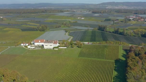 Vista Aérea Del Palacio Schlo Kirchberg Lado Del Lago Constanza — Vídeo de stock