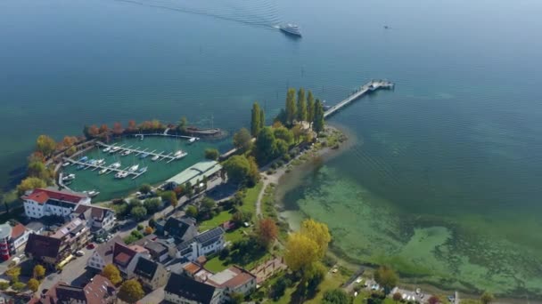 Vista Aérea Ciudad Immenstaad Junto Lago Constanza Alemania Día Soleado — Vídeo de stock